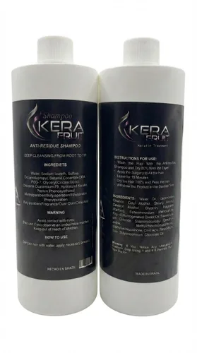 Vista 2 de Kera Fruit Kit de tratamiento capilar de queratina sin formaldehído de 16 onzas, para todo tipo de cabello, brasileño, soplado en casa, control