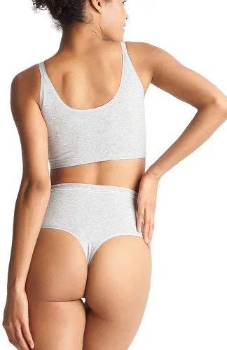 Vista 4 de Yummie Tanga de algodón sin costuras para mujer