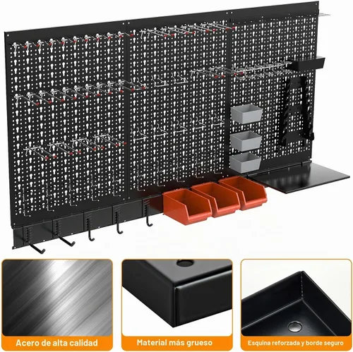 Vista 5 de TORACK - Sistema organizador de pared de metal de 24 x 48 pulgadas, kit de Negro
