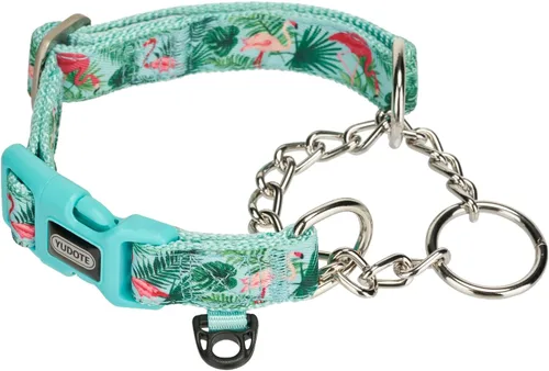 Vista 6 de Martingale - Collar para perro con cadena de acero y hebilla de liberación rápida, ajustable, floral, sin tirones, collares de entrenamiento Flamenco