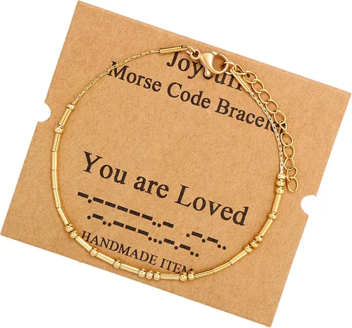 Vista 128 de JoycuFF Pulseras inspiradoras de código morse para mujeres, cuentas de plata, joyería con mantra de motivación, regalos para ella
