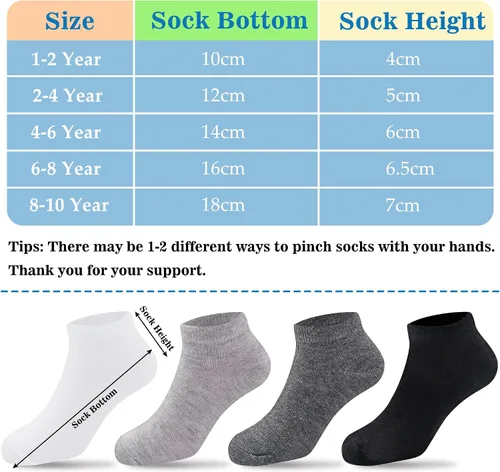 Vista 2 de Duufin 12 pares de calcetines deportivos para niños pequeños, calcetines atléticos de corte bajo, calcetines de media amortiguación para niños