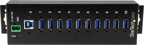 Vista 3 de StarTech Hub USB 3.0 de 10 puertos - 5Gbps - Hub USB A industrial de metal y adaptador de corriente CC com - 20V, 3.25A - Adaptador universal