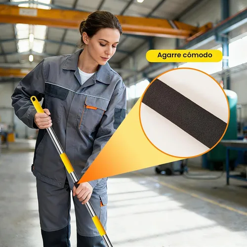 Vista 6 de Trapeador industrial profesional comercial resistente con mango largo de 54 pulgadas, mopa húmeda para el hogar, taller, limpieza de pisos