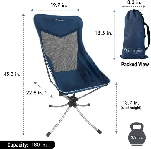 Vista 3 de Lightspeed Outdoors Silla de camping ligera giratoria silenciosa Silla compacta plegable de 360 grados