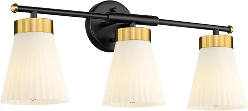 Vista 28 de HWH - Lámpara de pared para interiores, moderno aplique de pared con pantalla de vidrio a rayas blancas esmeriladas, aplique de pared individual