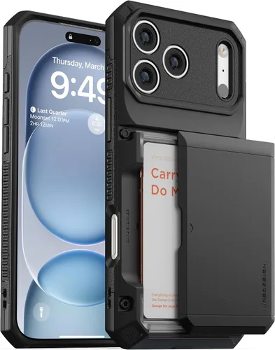 Vista 27 de VRS Design Damda Glide Pro funda compatible con iPhone 12/12 Pro, con espacio para 4 tarjetas, prémium, resistente, tarjetero semiautomático Verde