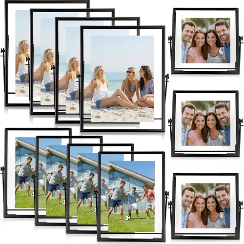 Vista 10 de Hoteam - Juego de 12 marcos flotantes negros de 15 x 15 cm para foto, marco flotante de vidrio de 10 x 10 cm para colección de fotos, colección