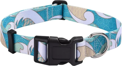 Vista 36 de Mihqy - Collar de perro, patrones geométricos florales, tribales, bohemios, collar de estilo étnico, suave y ajustable, para perros pequeños