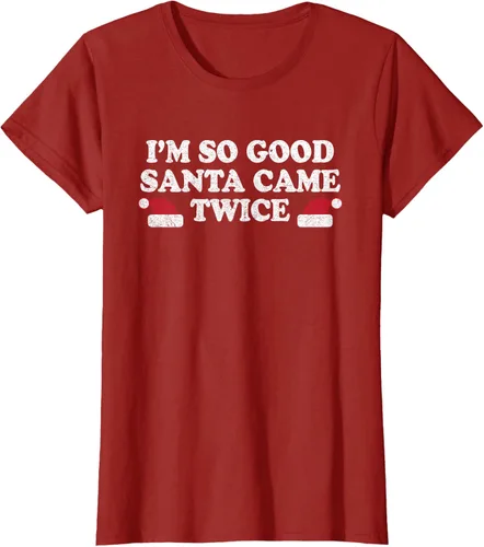 Vista 27 de Camiseta de Navidad con texto en inglés "I'm so good Santa came tware" Negro