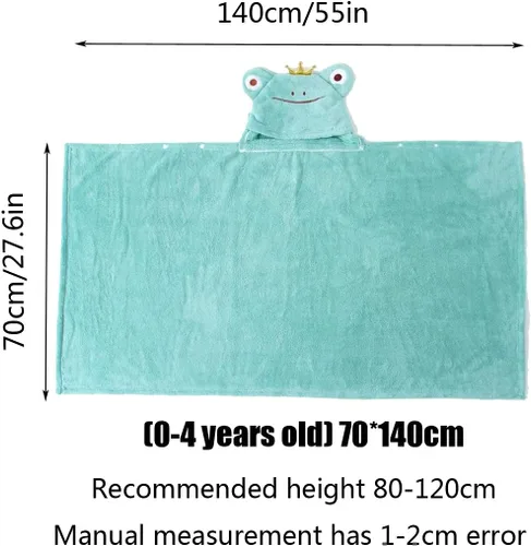 Vista 2 de YEBON Toalla con capucha para niños, toalla de baño suave y absorbente con bonito diseño de rana para bebés, niños pequeños, regalo perfecto