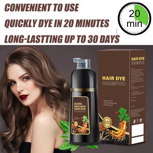 Vista 2 de Champú de tinte para el cabello 3 en 1, champú con ingredientes herbarios, tinte para cabello negro para mujeres y hombres, champú de cobertura