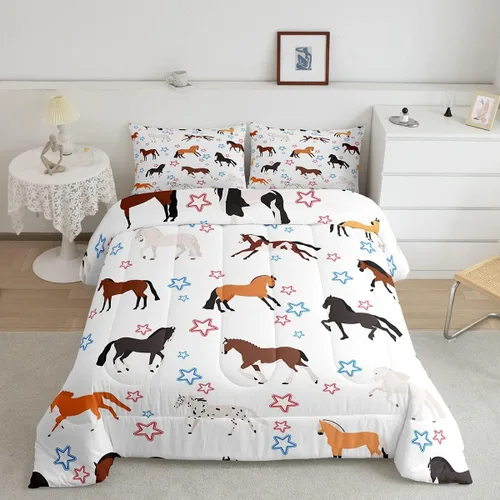 Vista 9 de jejeloiu Lindo juego de edredón de mariquita roja de dibujos animados, juego de ropa de cama para niños y niñas, decoración de animales kawaii
