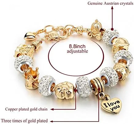 Vista 4 de Long Way - Pulsera de cuentas chapada en oro con cadena de serpiente y cuentas de cristal para mujer