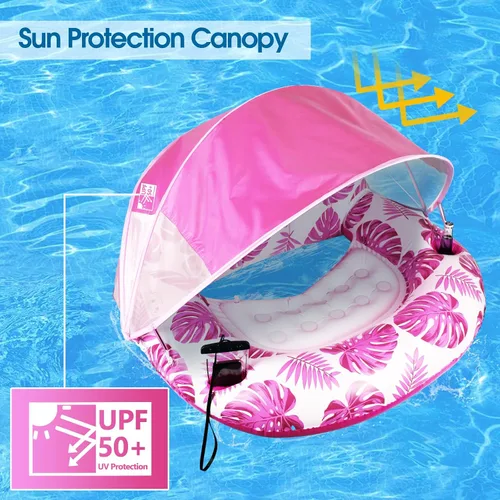 Vista 2 de COOLCOOLDEE New Upgraded Pool Chair Float with Shade,XL Pool Floats for Adults Heavy Duty,Inflatable Pool Chair Lounge Float with Cup Holder &