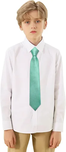 Vista 203 de Barry.Wang Corbata de niño regular seda tejida rayas sólido lazo bolsillo cuadrado