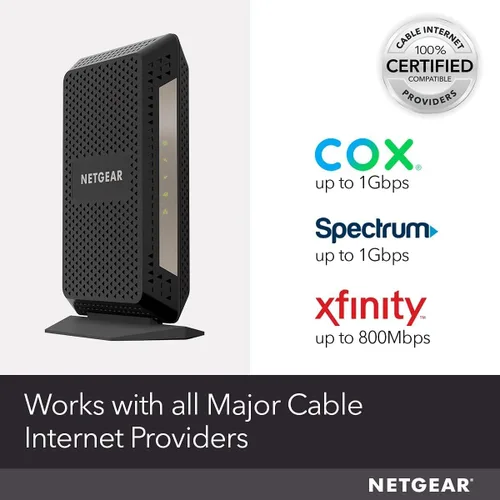 Vista 3 de Netgear Módem de cable Gigabit (32x8) DOCSIS 3.1 para XFINITY de Comcast, Cox. Compatible con velocidad de giga de Xfinity - CM1000-1AZNAS
