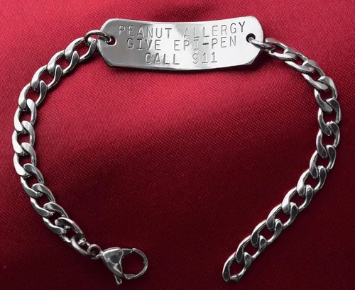 Vista 4 de Pulsera de identificación ajustable personalizada para niños y adultos, Acero inoxidable, Sin gemas.