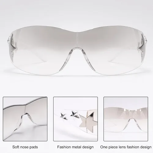 Vista 4 de BOTEN Star Y2K - Gafas de sol para mujer, sin montura Y2K envolventes, 2000S, estética de moda Y2K
