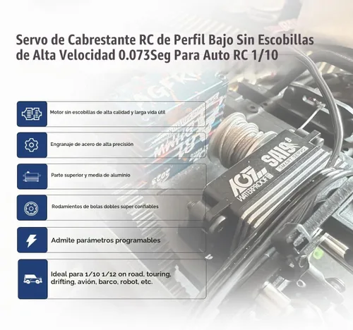 Vista 3 de AGFRC 41.9 lbs impermeable de bajo perfil 1/10 escala servo cabrestante (SA19)