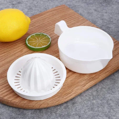 Vista 7 de Exprimidor de cítricos y naranja, mini exprimidor manual de plástico de doble capa de cítricos naranja limón fruta exprimidor manual con mango