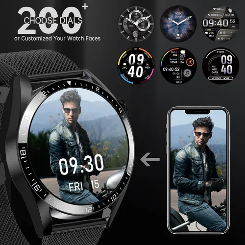 Vista 5 de Reloj inteligente para hombre (llamada/respuesta de llamada), reloj de seguimiento de actividad física con monitor de sueño de frecuencia cardíaca