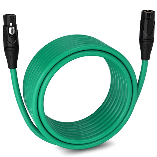 Vista 63 de LyxPro Cable de micrófono XLR hembra a macho de ángulo recto de 3 pines de 1.5 pies para altavoces amplificados, interfaz de audio, rendimiento