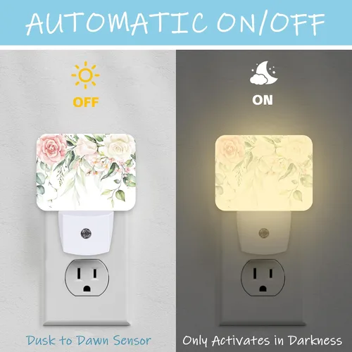 Vista 2 de Luz nocturna con luces vívidas de pared LED enchufable con sensor inteligente del anochecer al amanecer, para dormitorio, sala de estar, pasillo