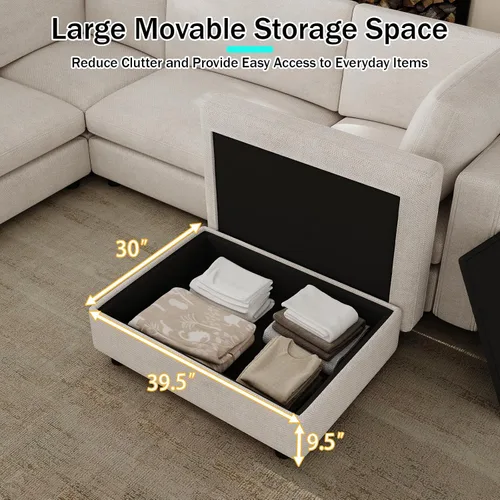 Vista 5 de Sofá modular en forma de U de 111 pulgadas de profundidad x 111 pulgadas de ancho, sofás seccionales grandes para sala de estar, cómodo juego