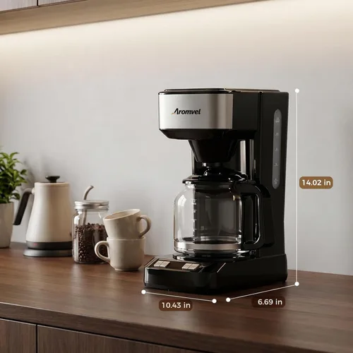 Vista 13 de Cafetera de 12 tazas, cafetera de goteo grande con tanque de agua Plateado