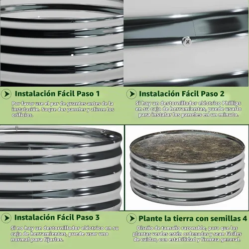 Vista 5 de DIIYIV - Cama de jardín elevada galvanizada, 2 x 2 x 1 pies, 3 piezas