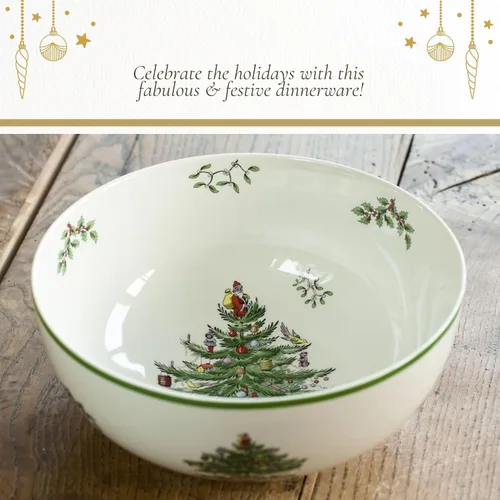 Vista 5 de Spode - Ensaladera Individual en Forma de Árbol de Navidad - 17.8 cm de Cerámica Avena, Ensalada, Sopa, Cereal, Desayuno, Tazón de Postre