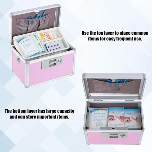 Vista 6 de xydstay Caja de Almacenamiento de Medicamentos, Caja de Almacenamiento de Primeros Auxilios y Medicamentos Segura, Gabinete Diario de Medicamentos