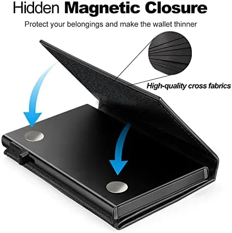 Vista 2 de Aiuwo Carteras para hombre, tarjetero de crédito para hombre, clip de dinero con bloqueo RFID, billetera minimalista delgada con paquete de regalo