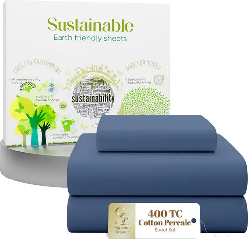 Vista 26 de Purity Home - Juego de sábanas 100% algodón de 400 hilos, percal refrescante, con bolsillo profundo elástico, ropa de cama de 3 piezas, lujo