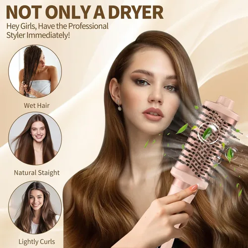 Vista 6 de Plancha rizadora de pelo 3 en 1 para cabello corto y largo, cepillo para secador, gran herramienta profesional de peluquería, regalo para mujeres