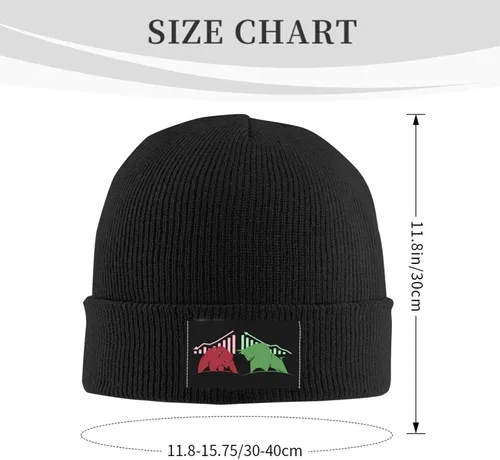 Vista 4 de Bajista y alcista en el mercado de valores Ciencia Sombrero Hombres Mujeres Invierno Cálido Sombreros de Punto Negro Divertido Cráneo Beanie