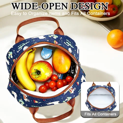 Vista 5 de Bolsa de almuerzo aislada FlowFly - Bolsa de asas organizadora para mujeres/hombres, Alpaca