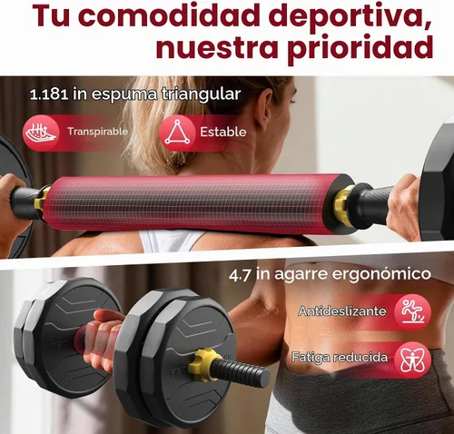 Vista 5 de FEIERDUN Juego de mancuernas ajustables, juego de pesas libres de 48/68/88 libras con 4 modos, se utiliza como barra, pesas rusas, soporte