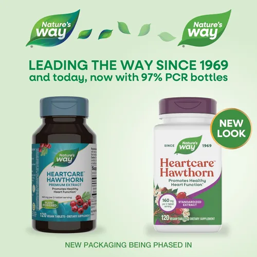 Vista 2 de Nature's Way Extracto de espino para el cuidado del corazón, apoya la función cardíaca saludable*, 120 tabletas