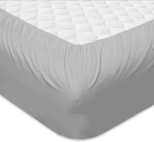 Vista 3 de Top - Juego de sábanas de cabeza dividida tamaño Queen, base de cama ajustable, color gris claro, sábanas 100% algodón egipcio sólido que se adapta