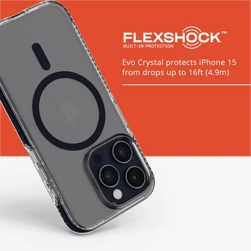 Vista 4 de Tech21 Evo Crystal - Funda para iPhone 15 Pro, compatible con MagSafe, funda de protección superior contra impactos con clasificación estándar