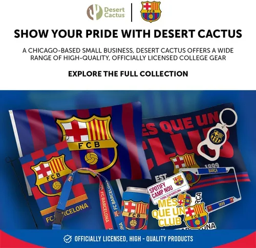 Vista 6 de Desert Cactus Bandera del FC Barcelona Barça Barça Fútbol 100% Poliéster Interior Exterior 3x5 pies Banner (Bandera A)