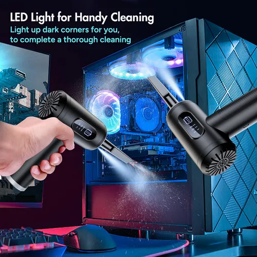 Vista 13 de Plumero eléctrico de aire comprimido, soplador de polvo de 3 engranajes para computadoras, kit de limpieza electrónica de teclado, kit de limpieza