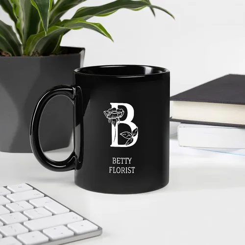 Vista 6 de Taza de café con inicial floral con nombre, taza personalizada para mujeres para hombres, regalos monogramados, letras de café personalizadas