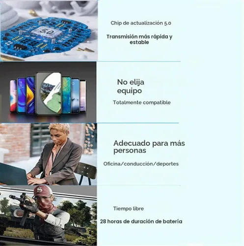 Vista 7 de Uigsas Auriculares Bluetooth, auriculares inalámbricos Bluetooth manos libres con micrófono auriculares 15 horas de trabajo para teléfonos celulares
