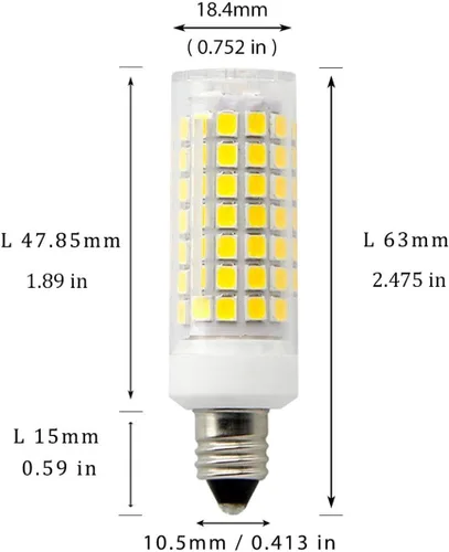 Vista 2 de Bombillas LED E11 completamente nuevas, 7 vatios, reemplazo de bombillas halógenas de 75W 100W, 720 lúmenes, blanco cálido 3000K JD T3 / T4 E11 mini