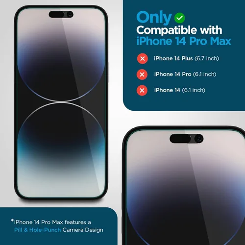 Vista 2 de Case-Mate Protector de pantalla para iPhone 14 Pro Max de 6.7 pulgadas, vidrio templado antiarañazos con protección contra roturas, película