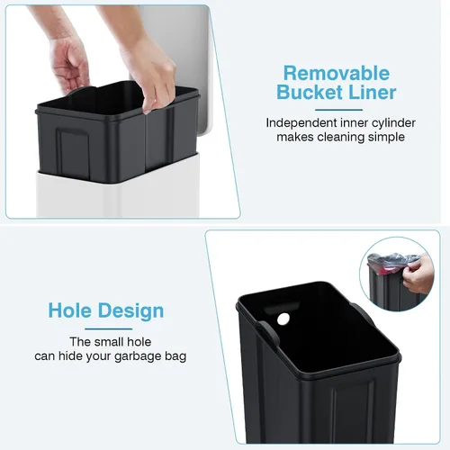 Vista 2 de BETHEBEST Bote de basura pequeño con tapa de cierre suave, bote de basura compacto de 2.6 galones con cubo extraíble para baño, oficina, dormitorio