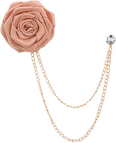 Vista 14 de Broches de moda para novios, bodas, arte de tela, hecho a mano, broche de flor de rosa, pin de solapa, insignia, cadena de borla, accesorios de Negro